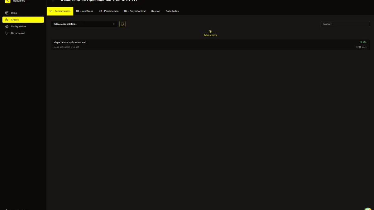 Acadance project screenshot